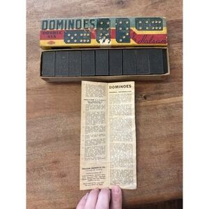 Vintage‎ Halsam Double Six Dominoes Set With original Instructions And Box